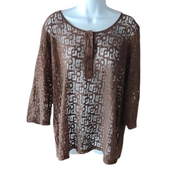 Liz Claiborne Lace 3/4 Length Sleeve Top Shell Size XL - Picture 1 of 6
